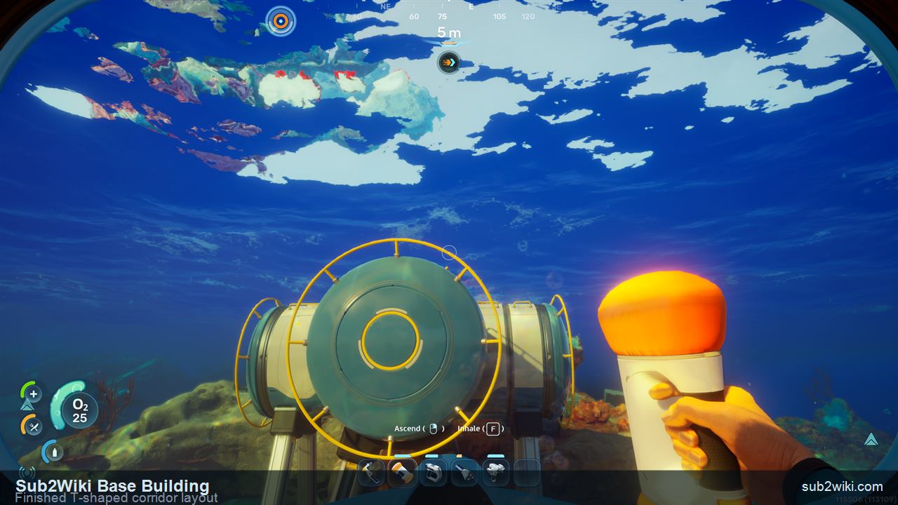 Subnautica 2 finished T-shaped corridor base layout near the Lifepod.