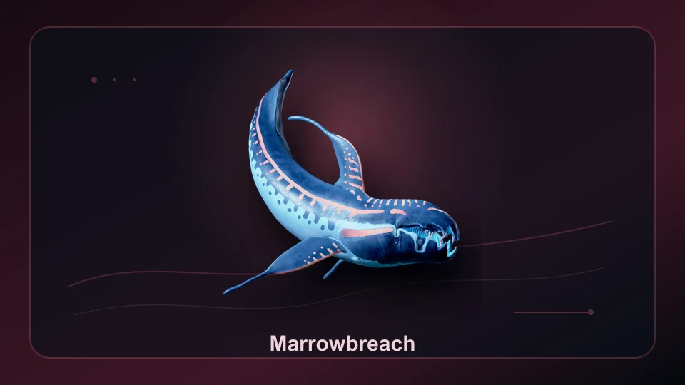 Subnautica 2 Marrowbreach creature render for the high-risk predator card.
