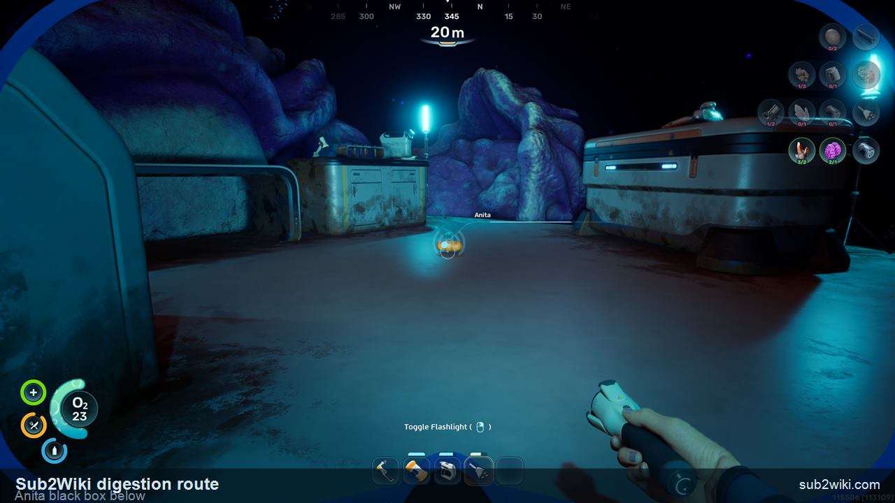 Subnautica 2 Anita black box beneath the Angel Comb after unlocking Digestion.