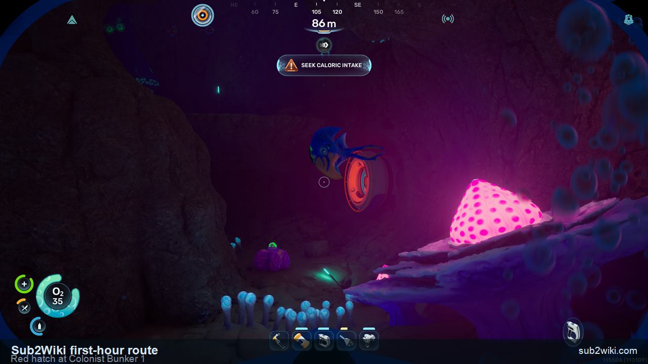 Subnautica 2 Colonist Bunker 1 red hatch on the early Silver route