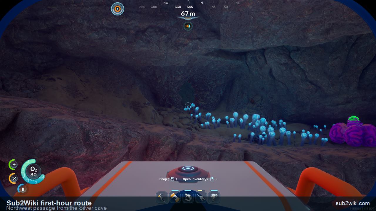 Subnautica 2 northwest passage from the Silver cave toward Colonist Bunker 1.