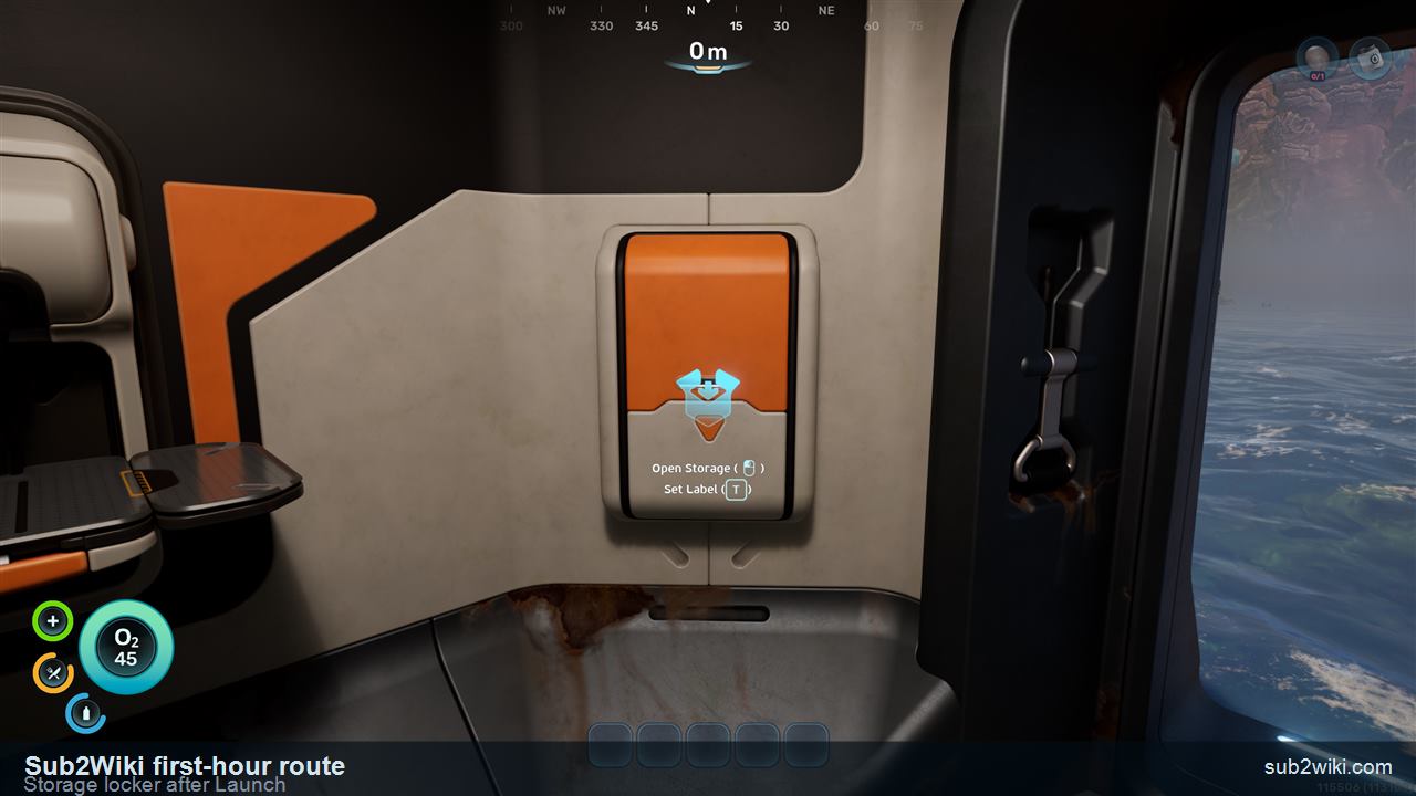 Subnautica 2 starter storage locker after the prologue.
