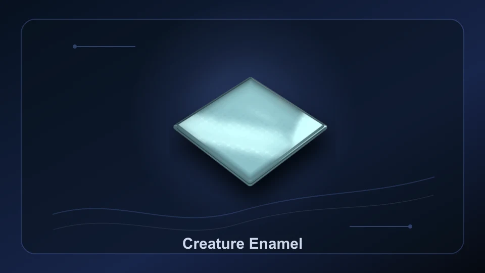 Subnautica 2 Creature Enamel item render for Alien Ruins material planning.