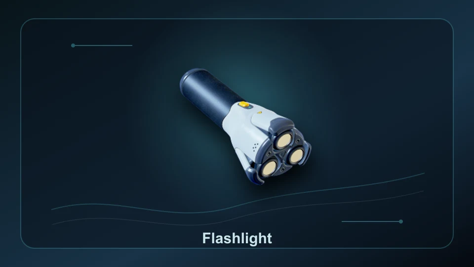 Subnautica 2 Flashlight item render for item lookup and route planning.