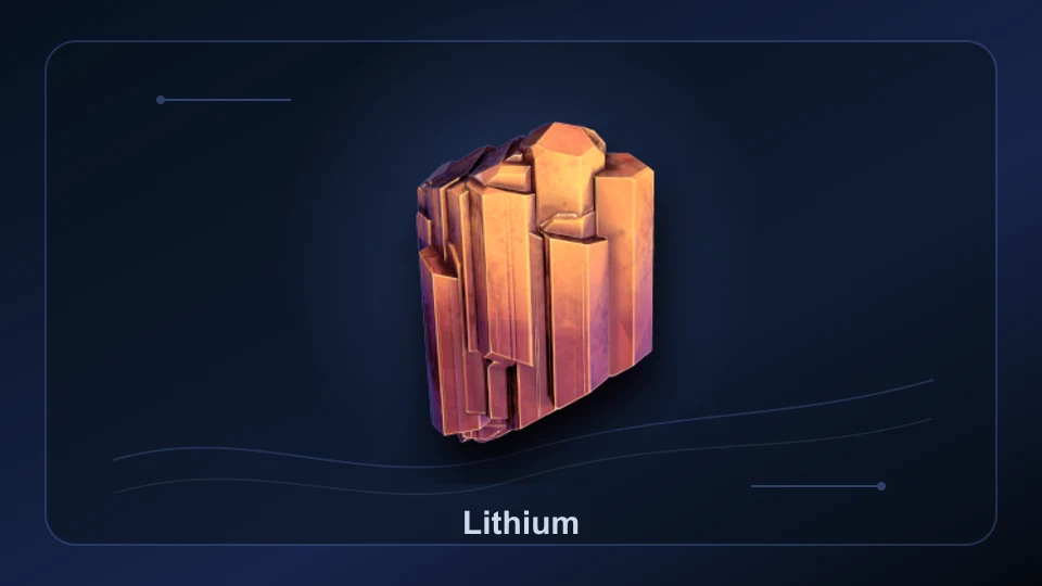 Subnautica 2 Lithium item render for item lookup and route planning.