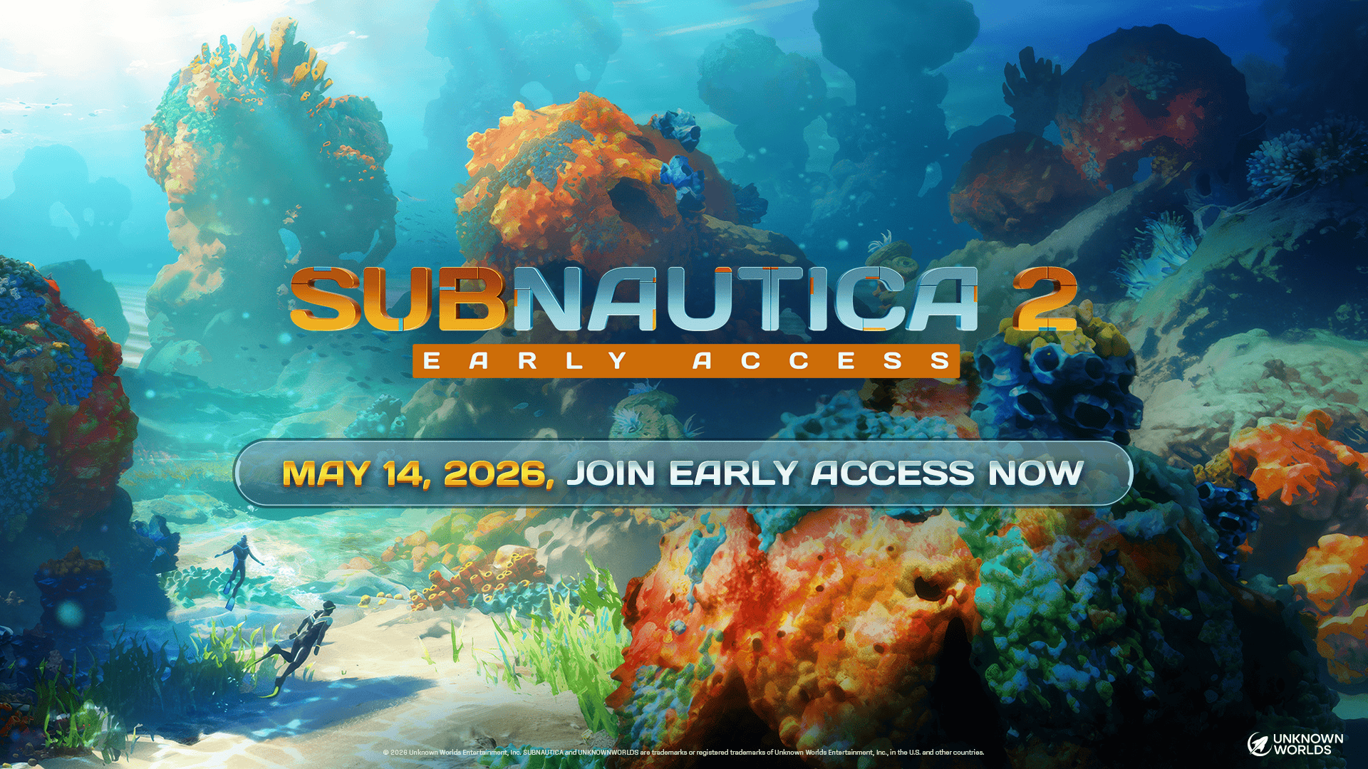 Official Unknown Worlds Subnautica 2 Early Access launch image used for the confirmed launch roster.