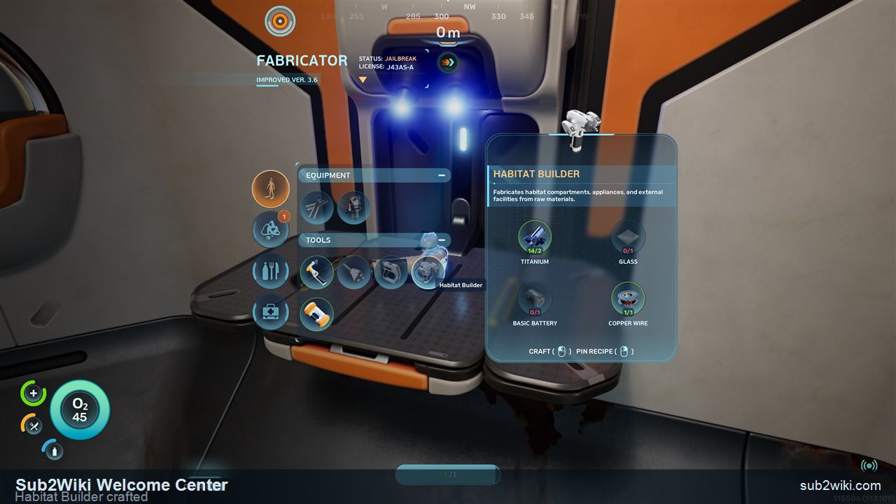 Subnautica 2 Habitat Builder crafted after the Welcome Center route.