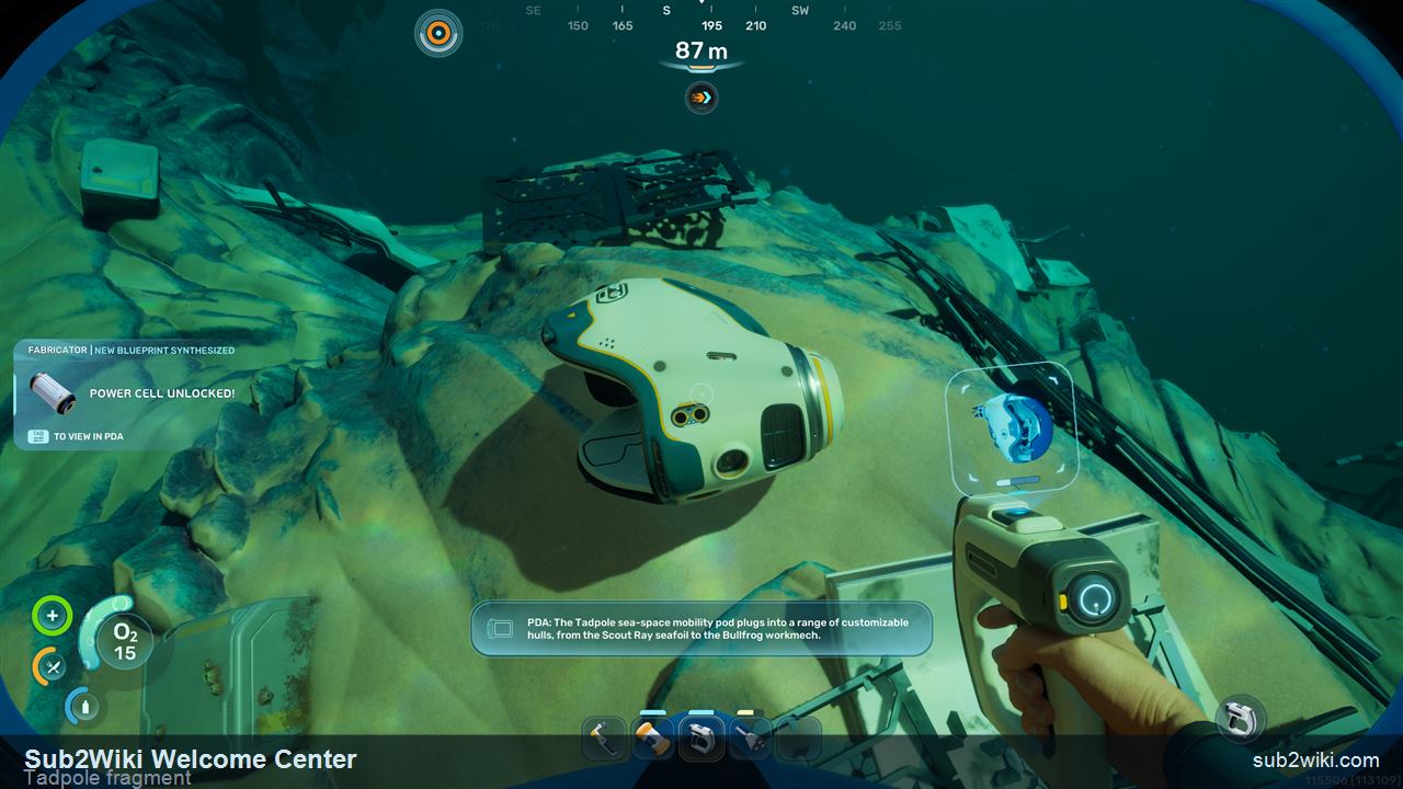 Subnautica 2 Tadpole fragment at the southwest wreck after the Welcome Center.